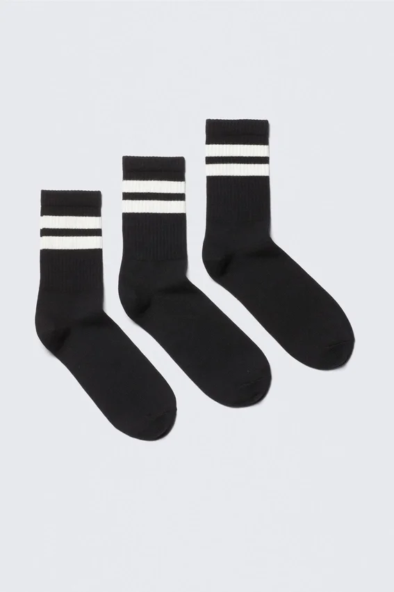 3er-Pack gestreifte Sportsocken – schwarz gestreift 3er-Pack gestreifte Sportsocken – schwarz gestreift