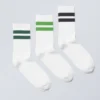 3er-Pack gestreifte Sportsocken – Schwarz, Grün, dunkelgrüne Streifen 3er-Pack gestreifte Sportsocken – Schwarz, Grün, dunkelgrüne Streifen