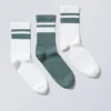 3er-Pack gestreifte Sportsocken – Türkis 3er-Pack gestreifte Sportsocken – Türkis