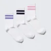 3er-Pack gestreifte Sportsocken – Weiß – Lila/Blau/Rosa 3er-Pack gestreifte Sportsocken – Weiß – Lila/Blau/Rosa