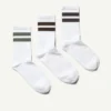 3er-Pack gestreifte Sportsocken – Weiß mit schwarzen Streifen 3er-Pack gestreifte Sportsocken – Weiß mit schwarzen Streifen