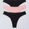 3er-Pack Inez Brazilian Cotton Slips – Schwarz & Hellrosa