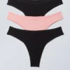 3er-Pack Inez Brazilian Cotton Slips – Schwarz & Hellrosa