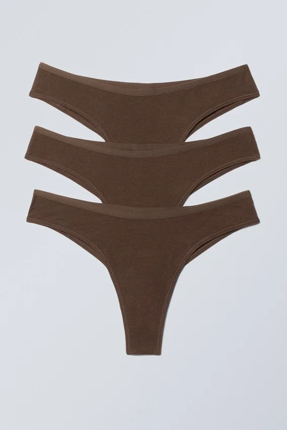 3er-Pack Inez Brazilian-Slips aus Baumwolle – Dunkelbraun 3er-Pack Inez Brazilian-Slips aus Baumwolle – Dunkelbraun