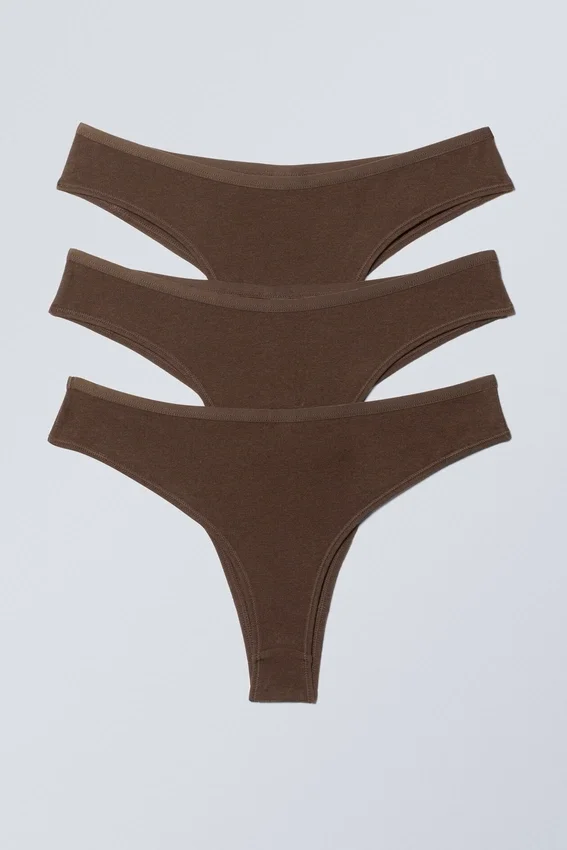 3er-Pack Inez Brazilian-Slips aus Baumwolle – Dunkelbraun 3er-Pack Inez Brazilian-Slips aus Baumwolle – Dunkelbraun