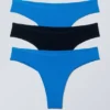 3er-Pack Inez Brazilian-Slips aus Baumwolle – Hellblau/Schwarz