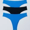 3er-Pack Inez Brazilian-Slips aus Baumwolle – Hellblau/Schwarz