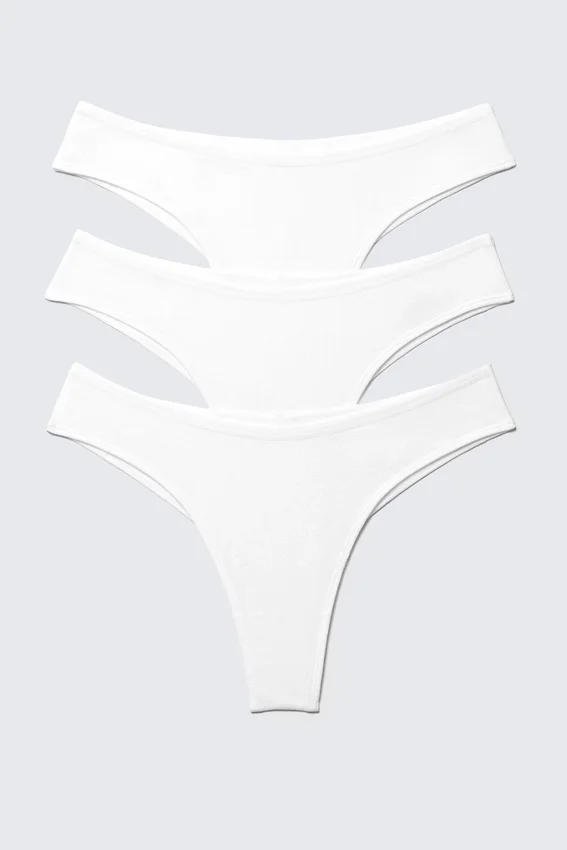 3er-Pack Inez Brazilian-Slips aus Baumwolle – Weiß 3er-Pack Inez Brazilian-Slips aus Baumwolle – Weiß