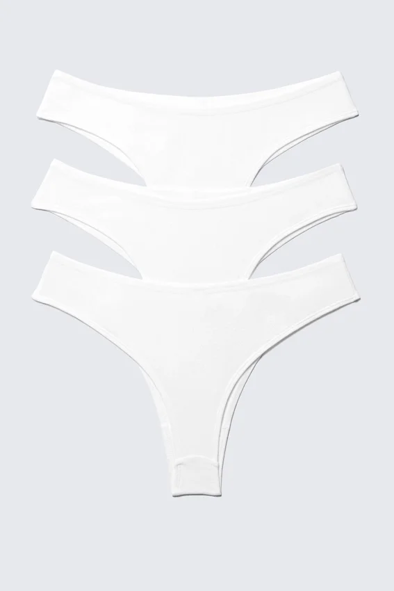 3er-Pack Inez Brazilian-Slips aus Baumwolle – Weiß 3er-Pack Inez Brazilian-Slips aus Baumwolle – Weiß