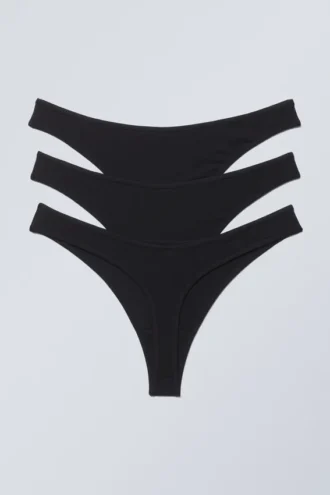 3er-Pack Jade-Baumwoll-Tangas – Schwarz