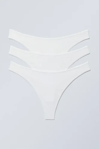 3er-Pack Jade-Baumwoll-Tangas – Weiß
