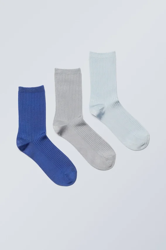 3er-Pack Lova Shiny Socken – Blaugrau schimmernd 3er-Pack Lova Shiny Socken – Blaugrau schimmernd