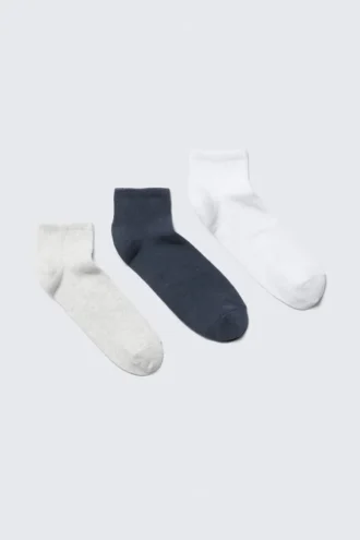 3er-Pack Low-Sport-Socken – Weiß/Grau/Marineblau