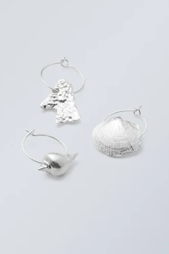 3er-Pack Muschel-Creolen – Silber