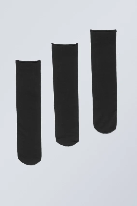 3er-Pack Nylon-Rippensocken – Schwarz 3er-Pack Nylon-Rippensocken – Schwarz