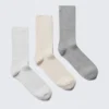 3er-Pack Rippensocken – Weiß/Beige/Grau 3er-Pack Rippensocken – Weiß/Beige/Grau