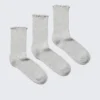 3er-Pack Socken mit Rüschen – Grau meliert 3er-Pack Socken mit Rüschen – Grau meliert