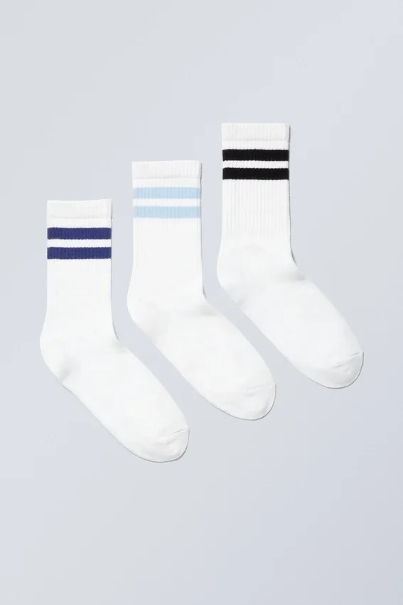 3er-Pack Sport-Socken mit Streifen – Blaue & schwarze Streifen 3er-Pack Sport-Socken mit Streifen – Blaue & schwarze Streifen