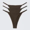 3er-Pack Stella-Tangas aus geripptem Baumwolljersey – Dunkelbraun 3er-Pack Stella-Tangas aus geripptem Baumwolljersey – Dunkelbraun