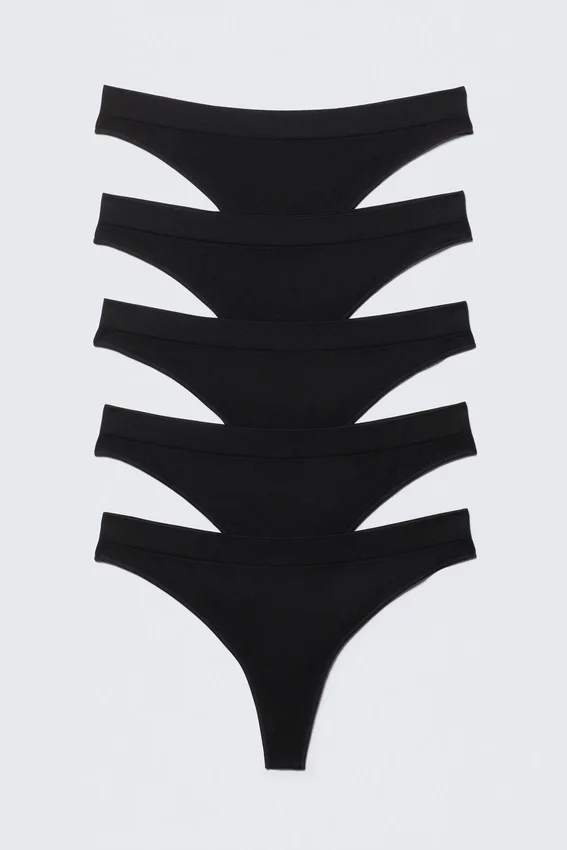 5er-Pack nahtlose Tangas – Schwarz 5er-Pack nahtlose Tangas – Schwarz