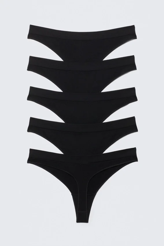 5er-Pack nahtlose Tangas – Schwarz 5er-Pack nahtlose Tangas – Schwarz