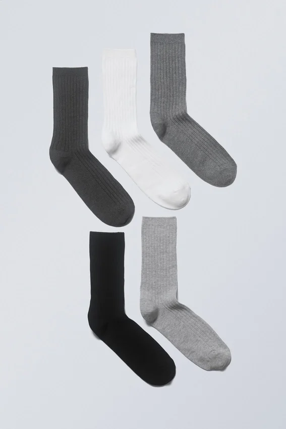 5er-Pack Rippensocken – Grau meliert 5er-Pack Rippensocken – Grau meliert