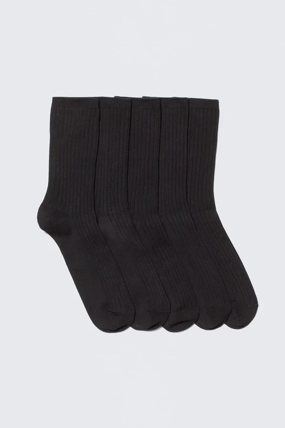5er-Pack Rippensocken – Schwarz 5er-Pack Rippensocken – Schwarz