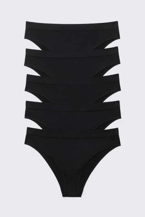 5er-Pack weiche, nahtlose Slips – Schwarz 5er-Pack weiche, nahtlose Slips – Schwarz