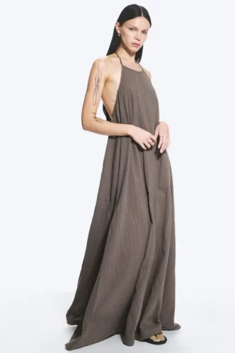 A-Linien-Kleid mit Wasserfallausschnitt – Dark Mole