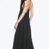 A-Linien-Kleid mit Wasserfallausschnitt – Schwarz