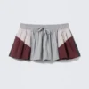 A-Linien-Minirock aus Nylon mit Colour-Blocking – Grau/Rosa/Rot A-Linien-Minirock aus Nylon mit Colour-Blocking – Grau/Rosa/Rot
