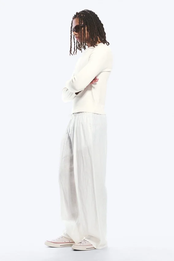 Adler – Lockere, gerade geschnittene Hose aus Leinenmischung – Weiß Adler – Lockere, gerade geschnittene Hose aus Leinenmischung – Weiß