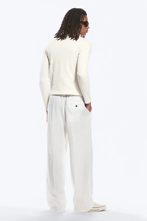 Adler – Lockere, gerade geschnittene Hose aus Leinenmischung – Weiß Adler – Lockere, gerade geschnittene Hose aus Leinenmischung – Weiß