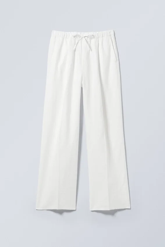 Adler – Lockere, gerade geschnittene Hose aus Leinenmischung – Weiß Adler – Lockere, gerade geschnittene Hose aus Leinenmischung – Weiß