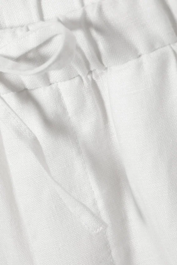 Adler – Lockere, gerade geschnittene Hose aus Leinenmischung – Weiß Adler – Lockere, gerade geschnittene Hose aus Leinenmischung – Weiß