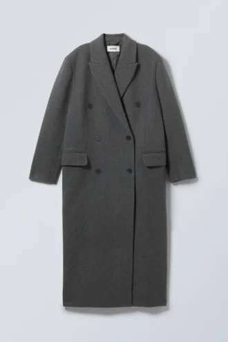 Alex Oversized-Mantel aus Wollmischung – Dunkelgrau