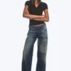 Ample Low Rise Loose Wide Jeans – Baltic Blue – Dunkelblau Ample Low Rise Loose Wide Jeans – Baltic Blue – Dunkelblau