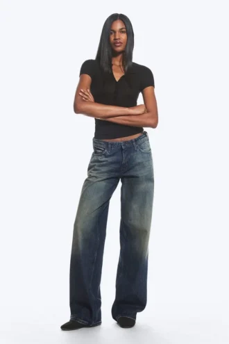 Ample Low Rise Loose Wide Jeans – Baltic Blue – Dunkelblau