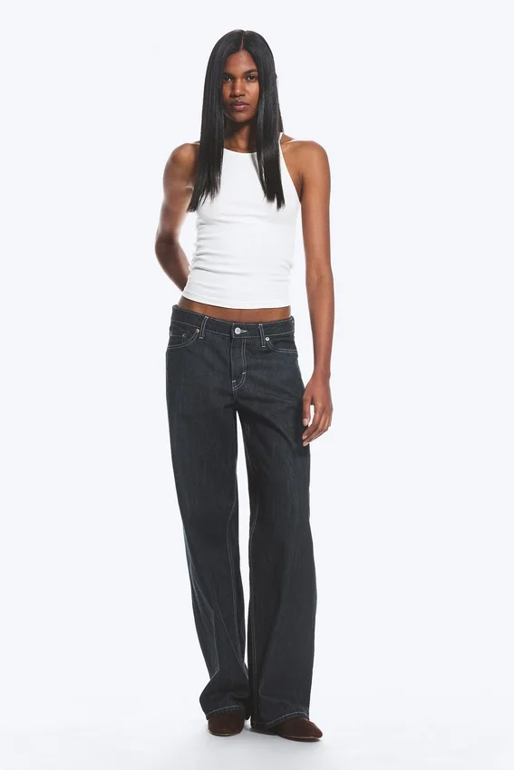 Ample Low Rise Loose Wide Jeans – Blue Rinse – Dunkelblau Ample Low Rise Loose Wide Jeans – Blue Rinse – Dunkelblau