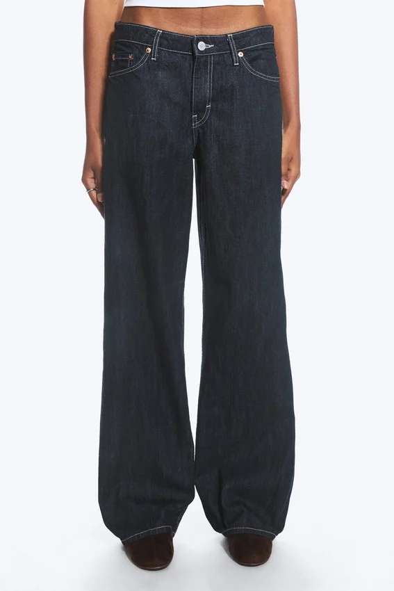 Ample Low Rise Loose Wide Jeans – Blue Rinse – Dunkelblau Ample Low Rise Loose Wide Jeans – Blue Rinse – Dunkelblau