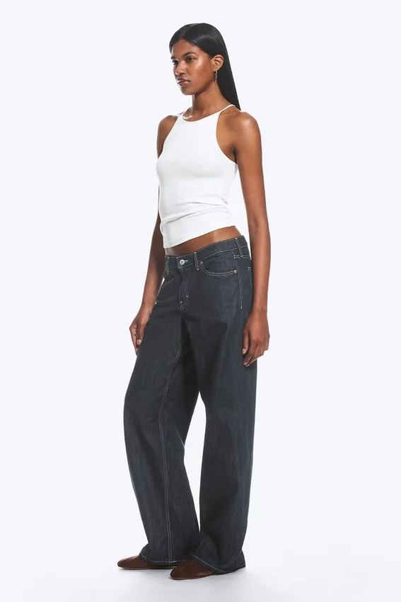Ample Low Rise Loose Wide Jeans – Blue Rinse – Dunkelblau Ample Low Rise Loose Wide Jeans – Blue Rinse – Dunkelblau