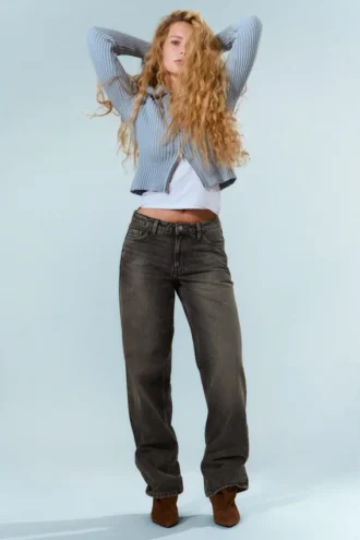 Ample Low Rise Loose Wide Jeans – Redondo Black – Schwarz