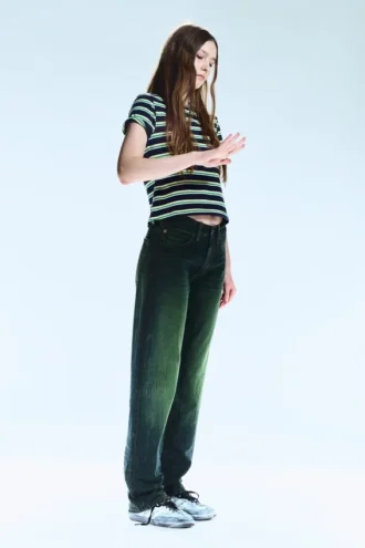 Anti Unisex-Jeans mit niedriger Taille, geradem Schnitt und normaler Passform – Marinegrün – Grün | Cheap Monday GB