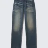 Anti Unisex-Jeans mit niedriger Taille, geradem Schnitt und normaler Passform – Stahlblau – Mittelblau | Cheap Monday GB Anti Unisex-Jeans mit niedriger Taille, geradem Schnitt und normaler Passform – Stahlblau – Mittelblau | Cheap Monday GB