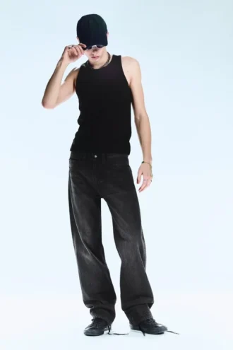Anti Unisex-Jeans mit niedriger Taille, geradem Schnitt und normaler Passform – Washed Black | Cheap Monday GB