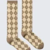 Argyle-Kniestrümpfe – Dusty Ecru & Mole Argyle Argyle-Kniestrümpfe – Dusty Ecru & Mole Argyle