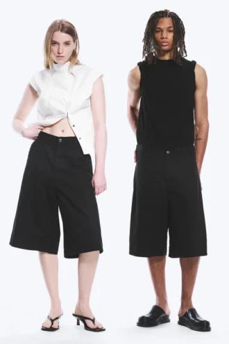 Astro Loose Baggy Shorts aus Leinenmischung – Schwarz Astro Loose Baggy Shorts aus Leinenmischung – Schwarz