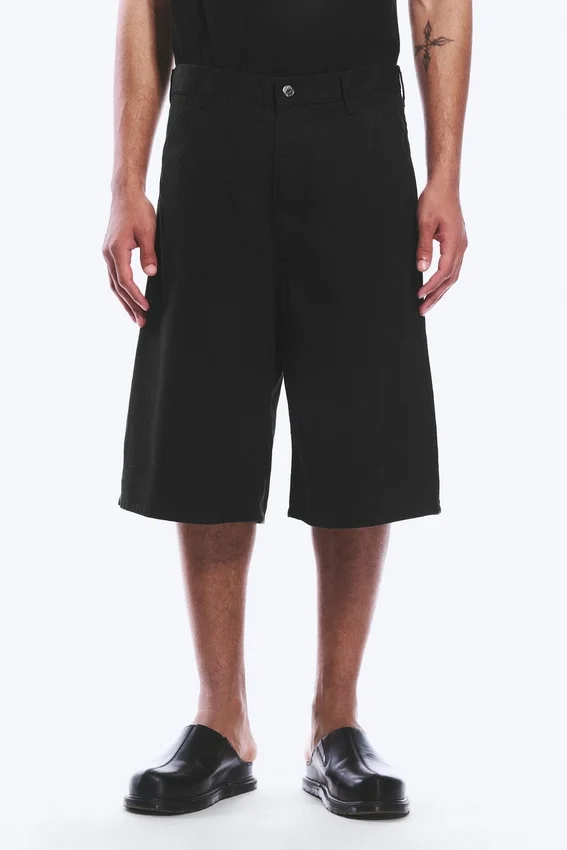 Astro Loose Baggy Shorts aus Leinenmischung – Schwarz Astro Loose Baggy Shorts aus Leinenmischung – Schwarz