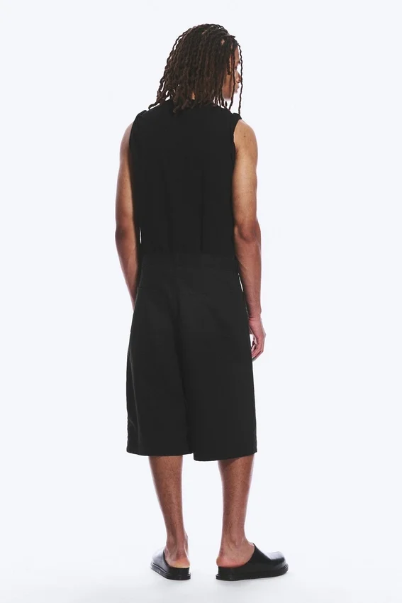 Astro Loose Baggy Shorts aus Leinenmischung – Schwarz Astro Loose Baggy Shorts aus Leinenmischung – Schwarz