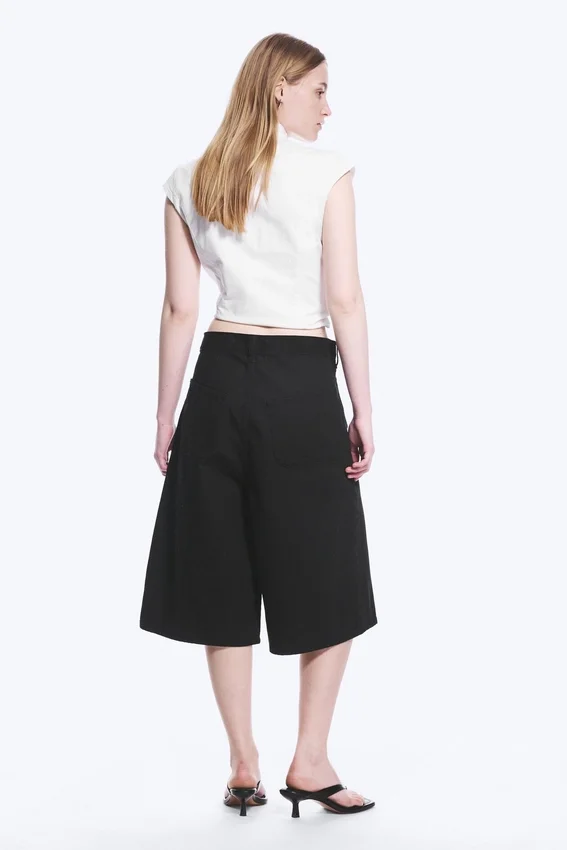 Astro Loose Baggy Shorts aus Leinenmischung – Schwarz Astro Loose Baggy Shorts aus Leinenmischung – Schwarz